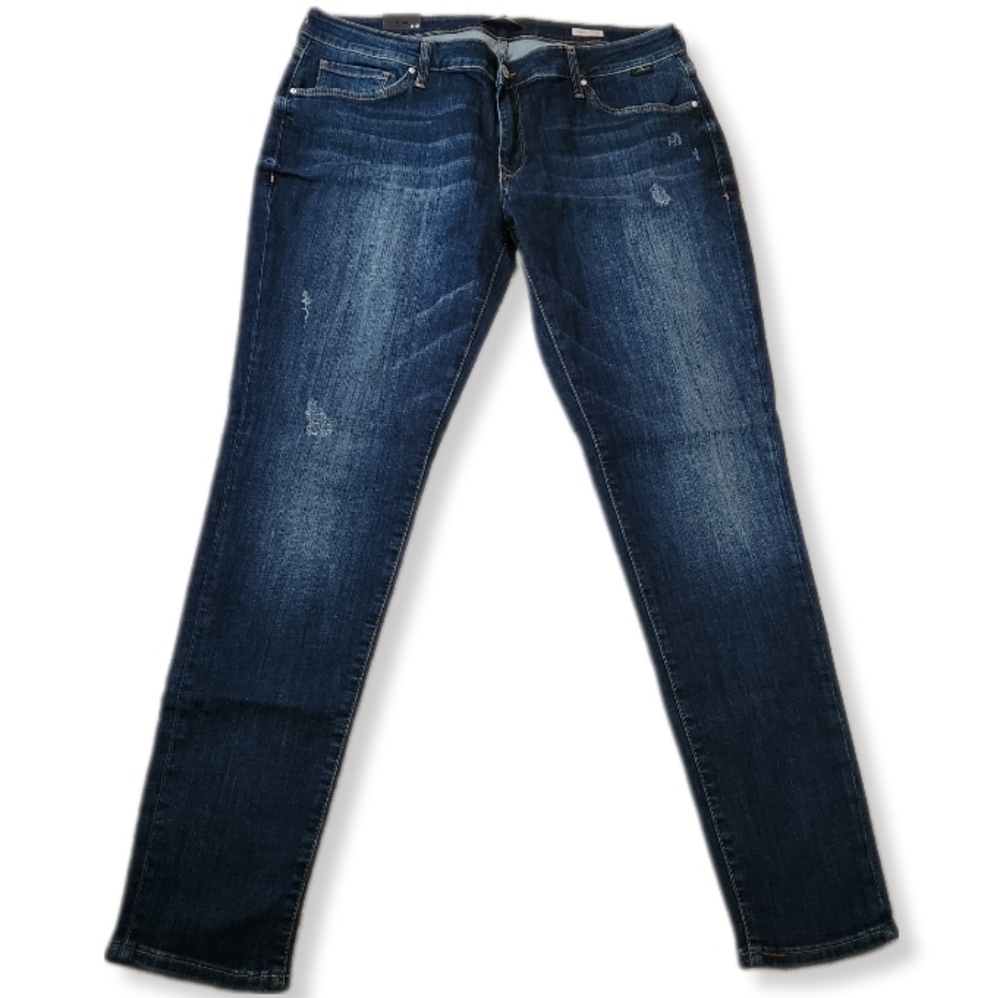 Mavi Jeans Alexa Mid Rise Skinny Dark Wash Distressed Wiskering 33/30 $118 W-544